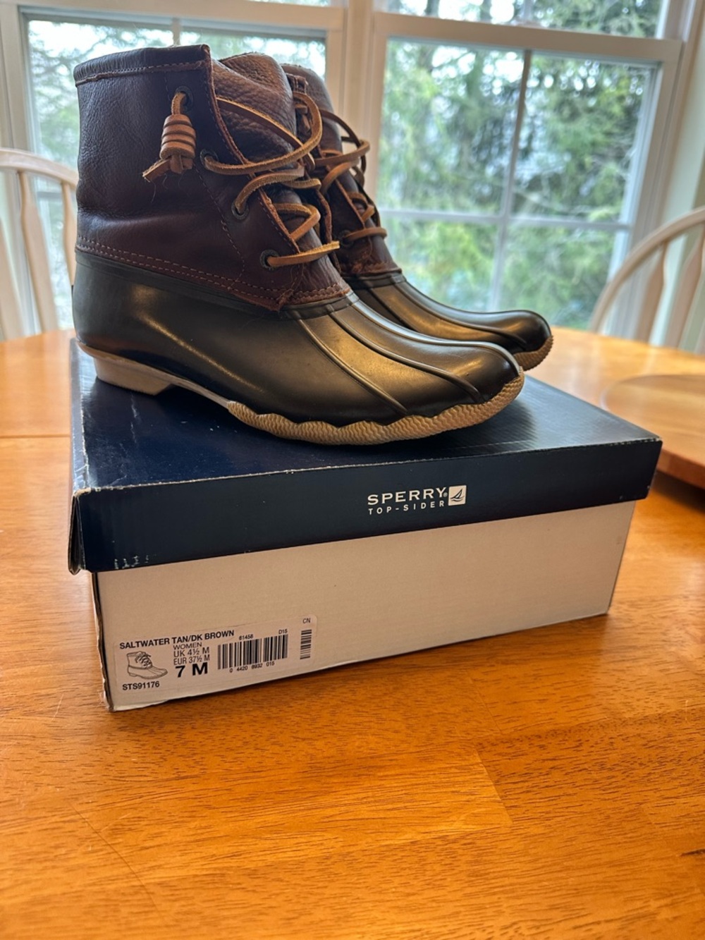 Sperry Men’s Saltwater Duck Boots in Tan and Dark Brown